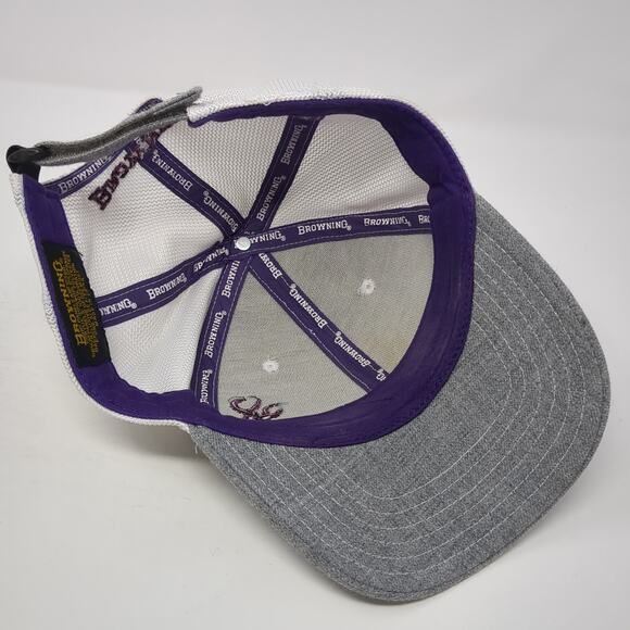 Browning Logo Strapback Mesh Back Trucker Hat Gray One Size Embroidered - Picture 7 of 9